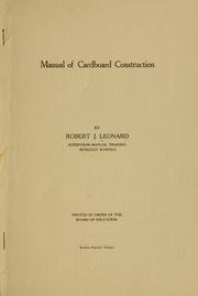 Cover of: Manual of cardboard construction