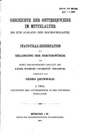 Cover of: Geschichte der Gottesbeweise im Mittelalter bis zum Ausgang der Hochscholastik. by Georg Grunwald