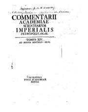 Cover of: Commentarii Academiae scientiarvm imperialis petropolitanae.