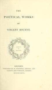 Cover of: The poetical works of Vincent Bourne. by Vincent Bourne