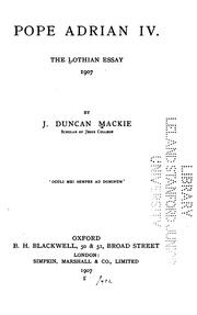 Cover of: Pope Adrian IV: The Lothian essay, 1907