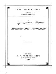 Cover of: Authors and authorship. by William Shepard Walsh