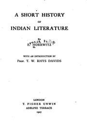 A short history of Indian literature by Ernest Philip Horrwitz