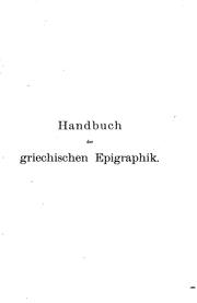 Cover of: Handbuch der griechischen Epigraphik by Wilhelm Larfeld