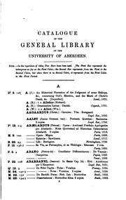 Cover of: Catalogue of the general library of the University of Aberdeen ...