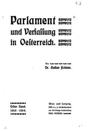 Cover of: Parlament und Verfassung in Österreich by Gustav Kolmer, Gustav Kolmer