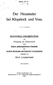 Cover of: Der hexameter bei Klopstock und Voss. by Emil Linckenheld