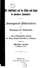 Cover of: Die schiffahrt auf der Ruhr und Lippe im achtzehnten jahrhundert ... by Walther Kliche, Walther Kliche