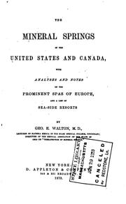 Cover of The mineral springs of the United States and Canada by george edward walton