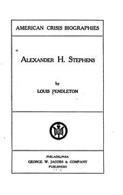 Cover of: Alexander H. Stephens