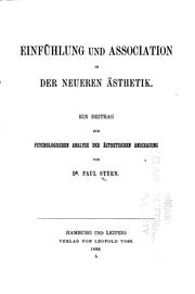 Cover of: Einfühlung und Association in der neueren ästhetik. by Paul Stern
