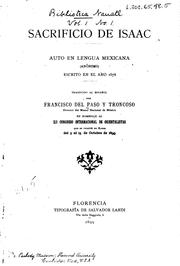 Cover of: Sacrificio de Isaac.: Auto en lengua mexicana (anónimo) escrito en el ano 1678.