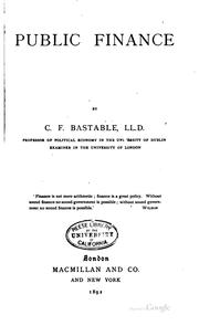 Front cover of Public finance by Charles Francis Bastable