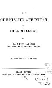Cover of: Die chemische affinität und ihre messung