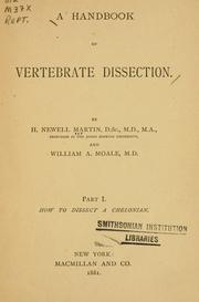 Cover of: A handbook of vertebrate dissection.