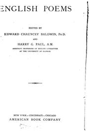 Cover of: English poems by Edward Chauncey Baldwin