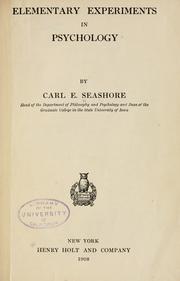 Cover of: Elementary experiments in psychology by Carl E. Seashore