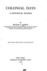 Cover of: Colonial days by Wilbur Fisk Gordy