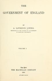 Cover of: The government of England by A. Lawrence Lowell