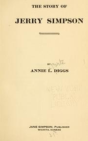 Cover of: The story of Jerry simpson by Diggs, Annie Le Porte Mrs.