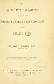 Cover of: An inquiry into the evidence relating to the charges brought by Lord Macaulay against William Penn