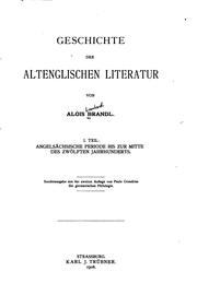 Cover of: Geschichte der altenglischen literatur by Alois Brandl