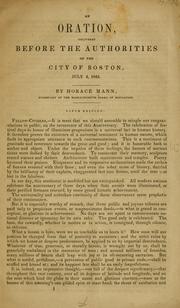 Cover of: An oration, delivered before the authorities of the city of Boston, July 4, 1842.