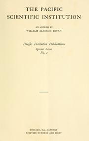 Cover of: The Pacific scientific institution