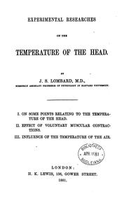 Cover of: Experimental researches on the temperature of the head.