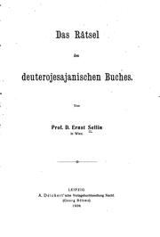 Cover of: Das rätsel des Deuterojesajanischen buches.