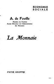 Cover of: La monnaie.