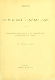 Cover of: Sketches of prominent Tennesseans by William S. Speer