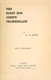 Cover of: The Right Hon. Joseph Chamberlain
