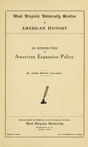 Cover of: An introduction to American expansion policy