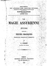 Cover of: La magie assyrienne by Charles Fossey