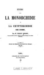 Cover of: Etudes sur la monorchidie et la cryptorchidie chez l'homme