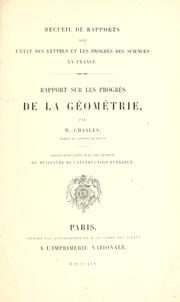 Cover of: Rapport sur les progrès de la géométrie by Michel Chasles