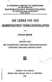 Cover of: Die lehre von den geometrischen verwandtschaften by Rudolf Sturm