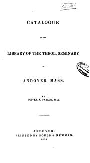 Cover of: Catalogue of the library of the Theel | Andover Theological Seminary.