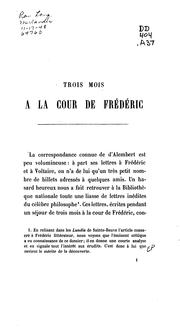 Cover of: Trois mois á la cour de Frédéric by Jean Le Rond d'Alembert