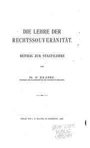 Cover of: Die Lehre der Rechtssouveränität. by H. Krabbe