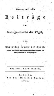 Cover of: Osteografische beiträge zur naturgeschichte der vögel by Christian Ludwig Nitzsch
