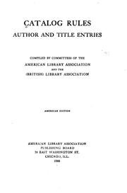 Catalog rules by American Library Association