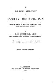 Cover of: A brief survey of equity jurisdiction: being a series of articles reprinted from the Harvard law review