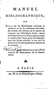 Cover of: Manuel bibliographique