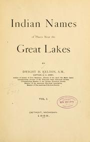 Cover of: Indian names of places near the Great Lakes