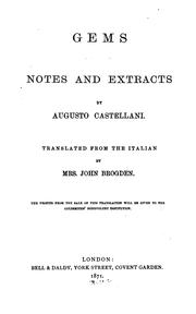 Cover of: Gems; notes and extracts by Augusto Castellani