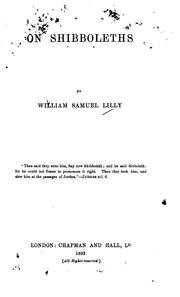Cover of: On shibboleths by William Samuel Lilly