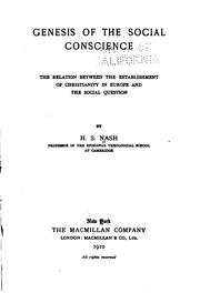Cover of: Genesis of the social conscience by Henry Sylvester Nash