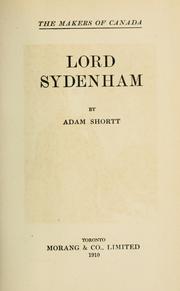 Cover of: Lord Sydenham by Shortt, Adam